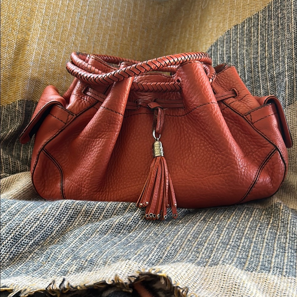 Cole Haan Braided handle/drawstring Leather Hobo